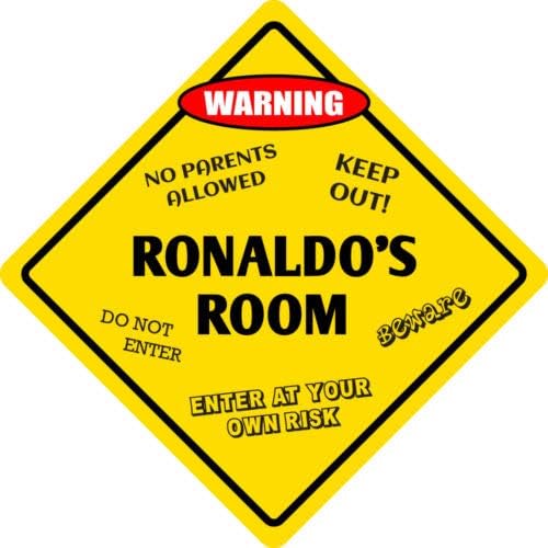 Aluminum Ronaldos Room Kids Room Door 12x12 inch Metal Novelty Sign