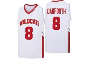 KOYY Mens Wildcats High School Musical Jersey #14 Troy Bolton #8 Chad Danforth Cat Halloween Basketball Jerseys Red/White XS-2XL