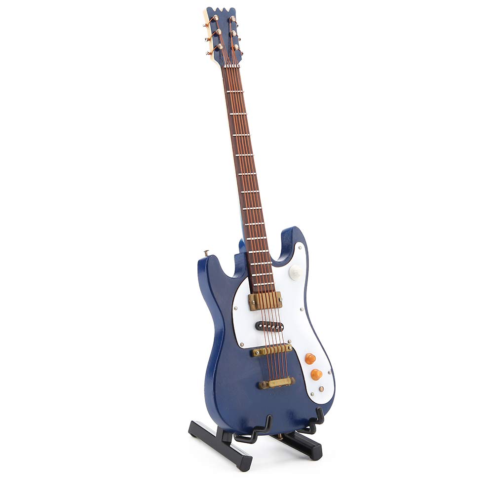 Atyhao Miniature Guitar, 7.1in Wooden Mini Electric Guitar Model with Stand Musical Instrument Model Hobby Collectibles for Home Ornaments