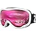 ZIONOR Lagopus Ski Snowboard Goggles UV Protection Anti fog Snow Goggles for Men Women Adult Youth VLT 46% White Frame Clear Rose Lens