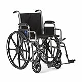 Medline Strong and Sturdy Wheelchair with Desk-Length Arms and Swing-Away Leg Rests for Easy Transfers, 18" Seat