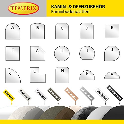 Temprix Kaminbodenplatte Funkenschutzplatte Bodenplatte Glas amp Metall