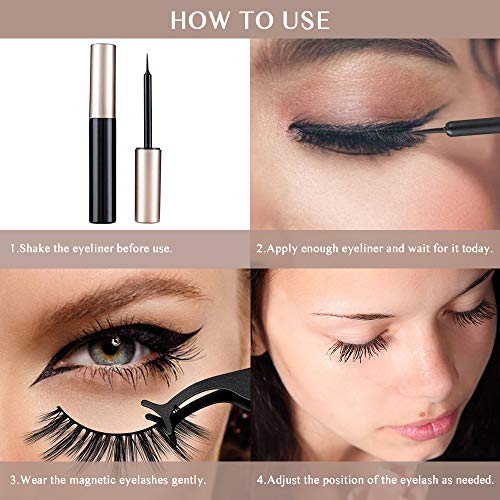 Magnetic Eyelashes with Eyeliner, WanderLand 6 Pairs Upgraded Magnetic lashes Kit, Upgraded 3D Magnetic Eyeliner and Magnetic Eyelash Kit - No Glue Needed