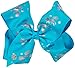 JJS-064 JoJo Bows Signature Collection 2 x Large Hair Bows - Limited Edition Bright Blue with Unicorns and White with Diamontes - Best Present for Your Little Girl
