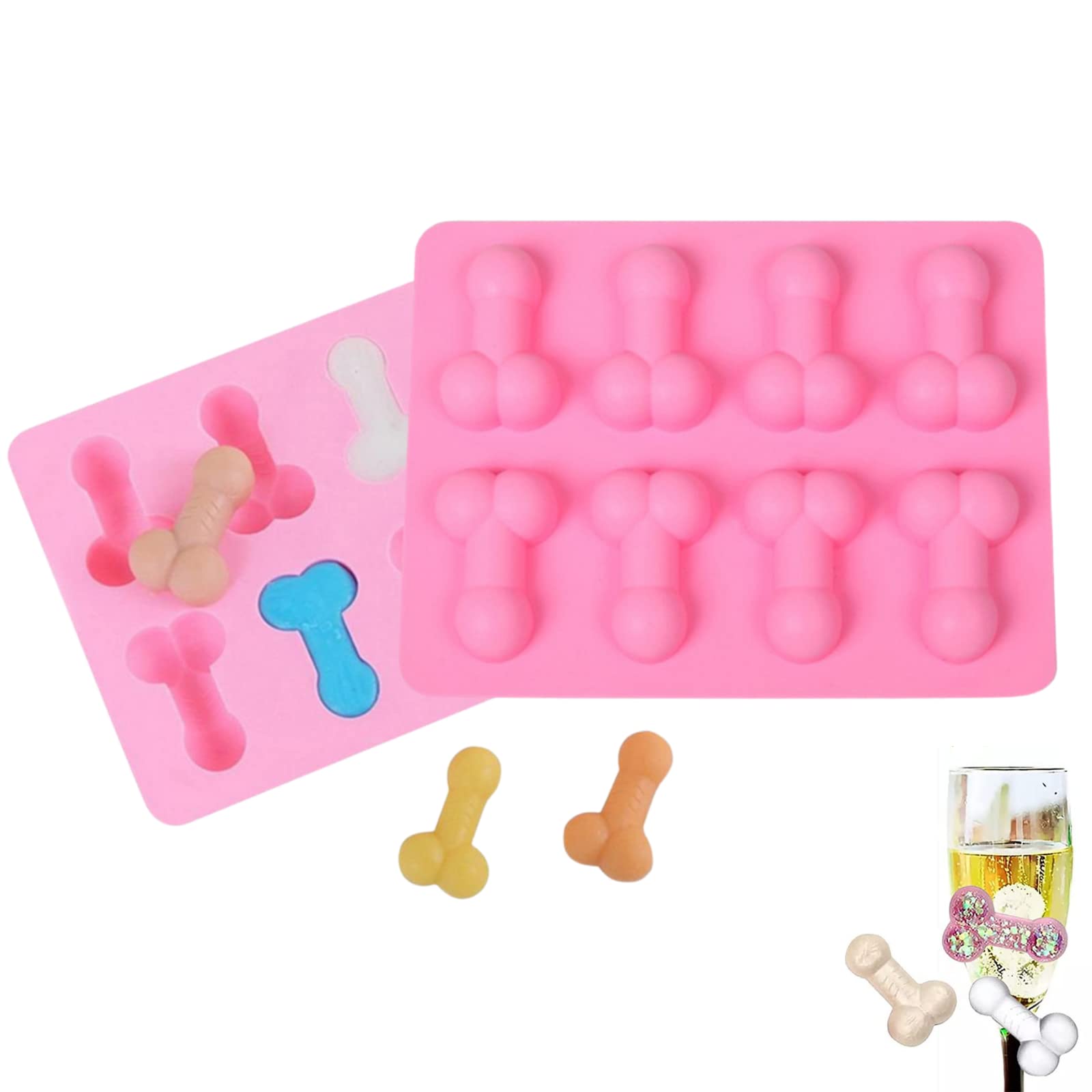 Silicone Funny Ice Cube Tray,2 PCS Handmade Silicone Mold for Valentine's Day,Reusable Chocolate Candy Ice Cube Dessert Cake Decoration