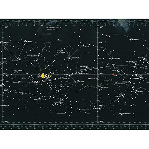Artery8 Space CSM-TEC Apollo 11 Star Chart Map Galaxy Art Print Canvas Premium Wall Decor Poster Mural