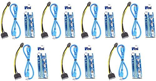 PPCS PCI Express Riser Card 1x to 16x PCI-E Risers 6Pin Power Version 009S - 7 Pack