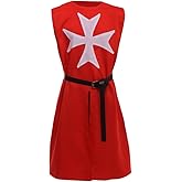 BLESSUME Medieval Knight Tunic Cosplay Costume Top with Cross