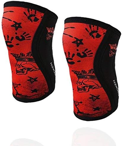 Knee Sleeves RED Skull BB Banbroken (2 Units) - 5mm Support - Weightlifting, Functional Sport, Crossfit, Weightlifting Unisex RED (M)