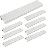 Yoohey 8pc White Drawer Edge Pull, 150mm Metal Tab Handle for Cabinet, Kitchen