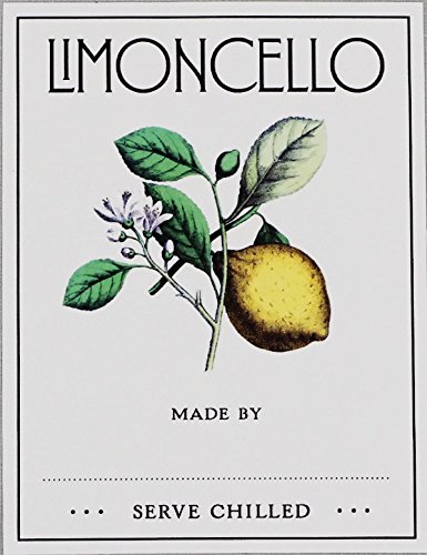 LIMONCELLO LABELS (leafy) - PACK OF 18. Approximately 2.15" x 2.8"