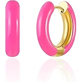 Follome Enamel Hoop Earrings for Women 18K Gold Enamel Huggie Earrings Small Gold Earrings Colorful Cute Jewelry Gift