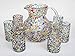 Mexican Blown Glass Pitcher and 6 Drinking Glasses Confetti Rocks