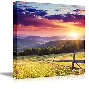 Canvas Prints Wall Art - Majestic Sunset in The Mountains Landscape, Beautiful Mountain Scenery | Modern Wall Decor/Home Art Stretched Gallery Canvas Wraps Giclee Print & Ready to Hang - 12" x 12"