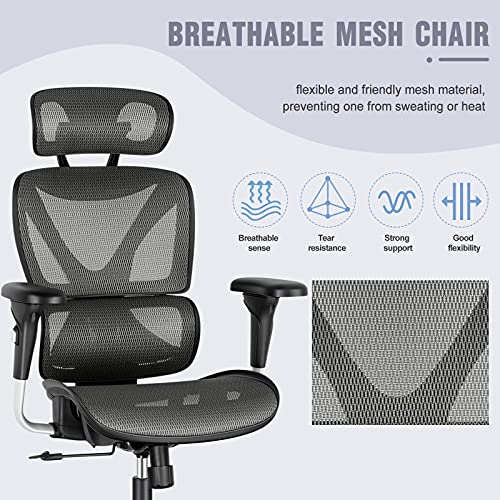 Gabrylly Ergonomic Office Chair, Large Mesh Chair with Lumbar Support