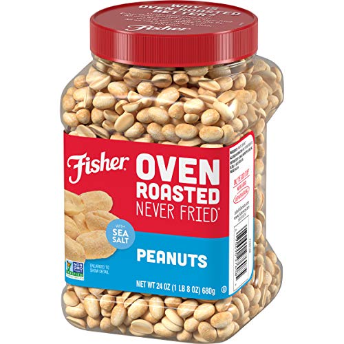 Fisher Snack Oven Roasted Never Fried Peanuts, Made With Sea Salt, NonGMO, No Oils, Artificial