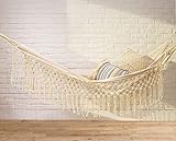 Flber Macramé Hammock Stand White Bohemian Camping Hammock Double Swing Portable,2-3 Adults (79