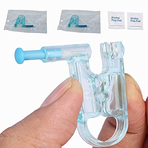 Romlon Ear Piercing Gun, 8pcs disposable Safety Sterile Ear Piercing Gun Unit Tool with Alcohol Pad Asepsis Pierce Kit Blue for Piercing kit Piercing Supplies