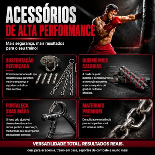 Gavzrt Saco de Boxe Pendurar para Adultos Kit Completo, Saco de Pancada com Luva de Boxe, Corda de Suspensão e Fortalecedor de Garra, Equipamento Profissional para Treino de Boxe