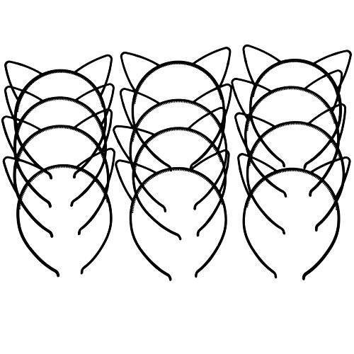 Adult Cat Ears - XIMA 12pcs Black Cat Ears Headband