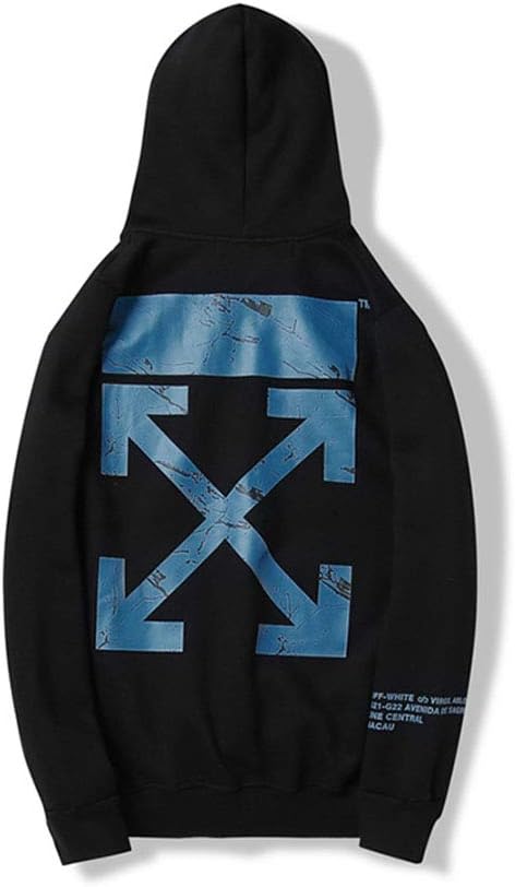 Dodui Off OW White Marble Print Arrow Design Cotton Men and Women Pullover Sweater Hoodie