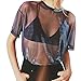 LOTUYACY Women's Sexy Metallic Shimmer Mesh Tee Short Sleeve See Through Mesh (Small)