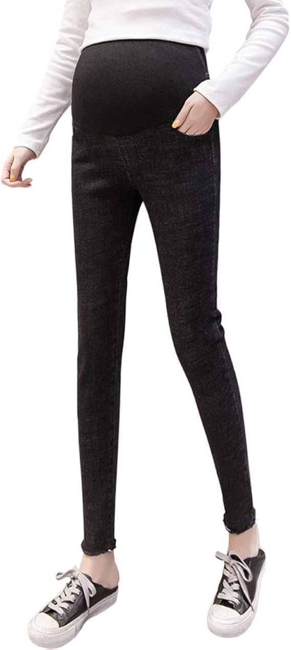 Amazon Co Jp Janjunsi 妊娠マタニティ服ジーンズ 妊娠中の女性看護鉛筆ズボン調整可能なウエストバンドデニムパンツ 服 ファッション小物