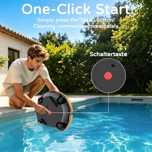 KOSGHO 2026 New Cordless Robot Pool Vacuum, Automatic Pool Cleaner Robot with Dual-Motor, 130mins Runtime & Auto Parking Robotic Pool Vacuum for Above Ground Pool Up to 1100 Sq.Ft,JQR-V201,Orange