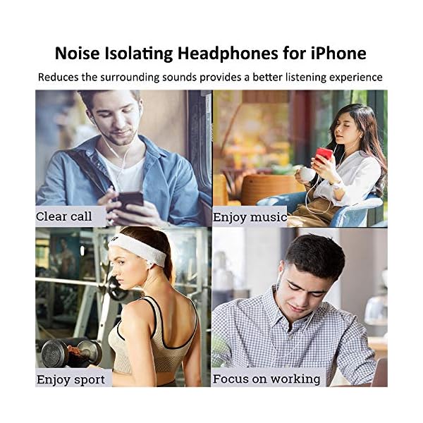 Earphones for iPhone 12, In-Ear Headphones for iPhone 7 Noise Isolating Stereo Earbuds with Mic Compatible with iPhone…