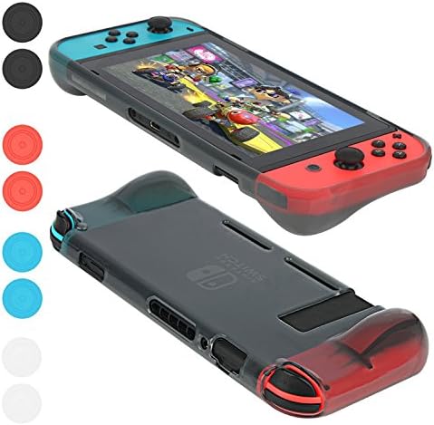 Nintendo Switch Tpu Case,Yteam Protective Case Cover for Nintendo Switch TPU Anti-Scratch Back Case for New Nintendo Switch 2017 with 8 Thumb Grips (Black)