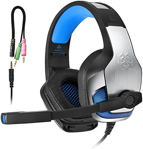 TUSBIKO Stereo Gaming Headset for Xbox One PS4, Noise Cancelling Over Ear Gaming Headphones with Microphone LED Lights, Bass Surround Soft Memory Earmuffs PC Headset for Nintendo Switch Games