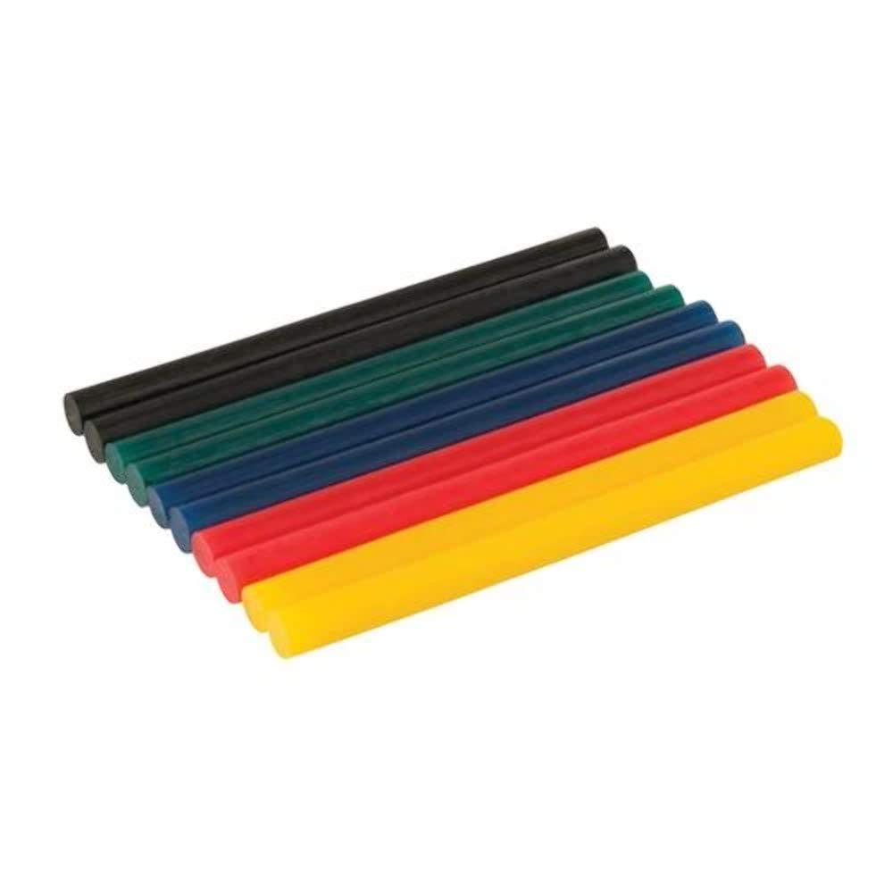 Silverline Tools 476310 Coloured Mini Glue Sticks 10pk 7.2 x 100mm, Multicoloured