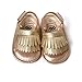 LIVEBOX Infant Baby Girls Moccasins Tassels Premium Soft Rubber Sole Anti-Slip Summer Prewalker Toddler Sandals (L: 12~18 Months, Champagne)