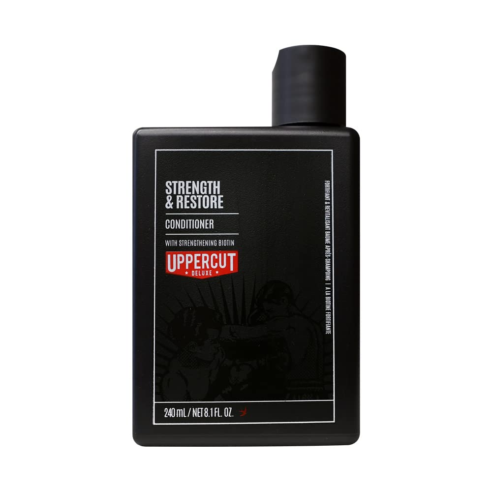 Uppercut Deluxe Strength and Restore Conditioner, Infused with Biotin and Caffeine to Promote Healthy Growth, Suitable for All Hair Types 240ml