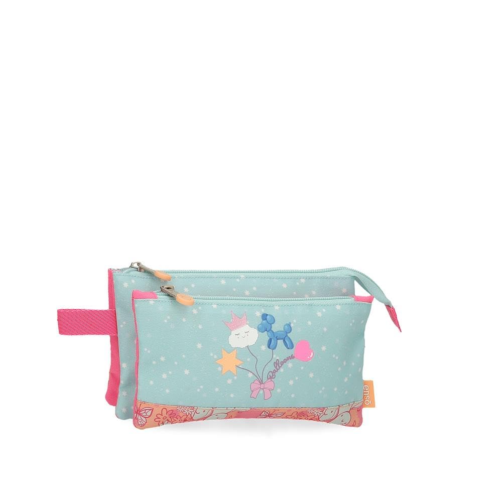 Enso Balloons Multicoloured Triple Pencil Case 22 x 12 x 5 cm Polyester, Multicoloured, One Size, Triple Case