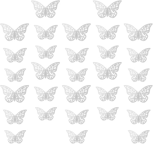 Amazon Bestoyard ウォールステッカー 蝶々 壁紙シール 3d 蝶型 貼り紙 立体 壁シール インテリア かわいい 装飾 24個入 銀色 ウォールステッカー オンライン通販