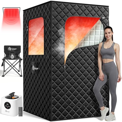 Sauna Box, 3L Portable Steam Sauna Tent for Home & Indoor Use, 1400w Personal Sauna Pod, Remote Control, Folding Chair, 15 Levels, 99-Min Timer,32" x 32" x 71"