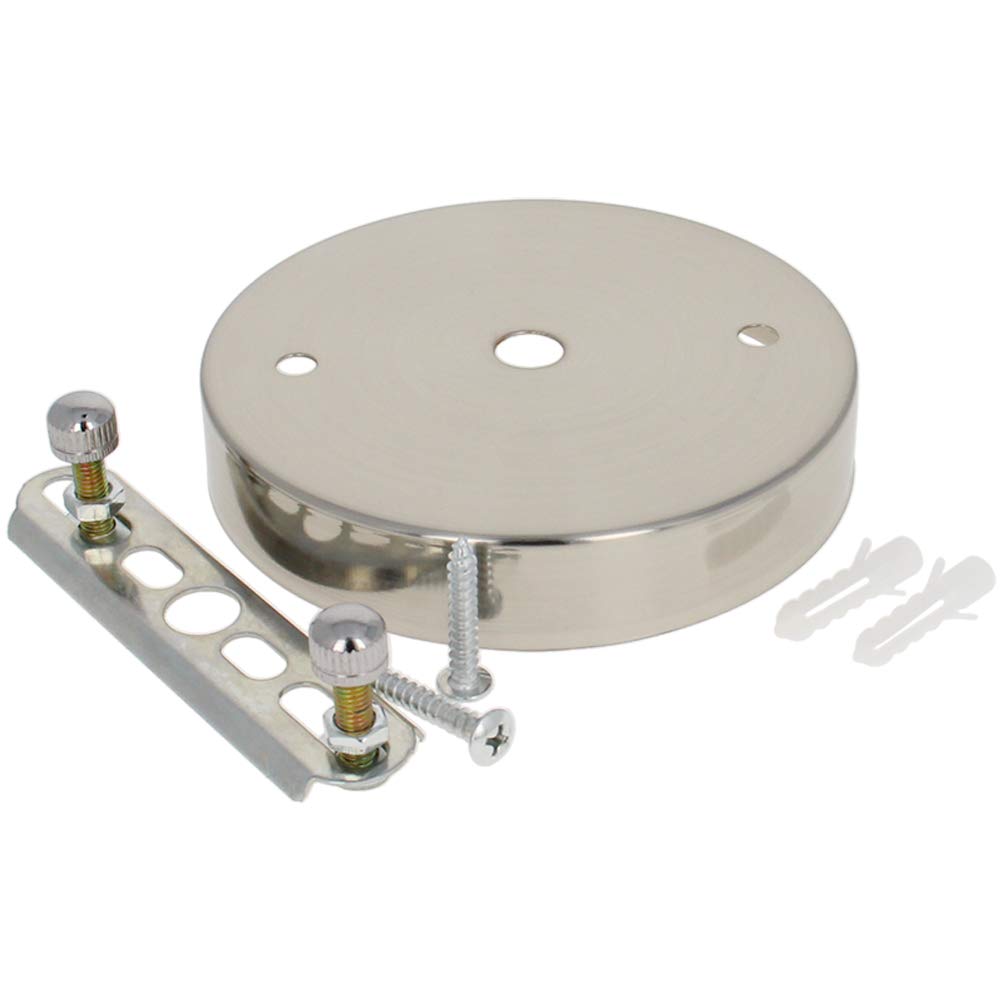 Othmro Pendant Light Fitting, Ceiling Rose Light Holder 3.94"/10cm Dia, Ceiling Pendant Plate Holder for Hanging Lamps and Lanterns - Nickel 1pc