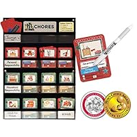 NEATLINGS Chore System - Chore Chart for Kids | 80+ Chores for Toddlers to Teens | Customize for 1 Child | Size 18"x12.5" | Teal Household Chore Cards/Red Self-Care Chore Cards