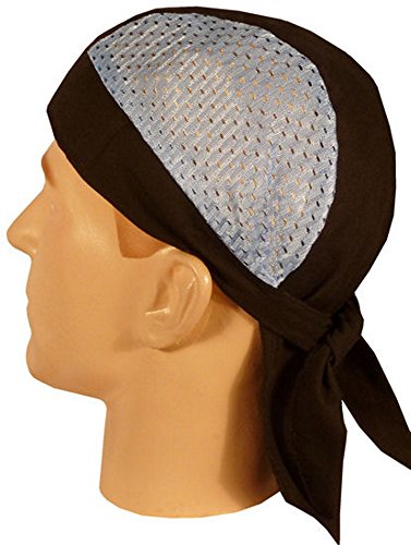 Skull Cap Biker Caps Headwraps Doo Rags - Sky Blue/Black Air Flow