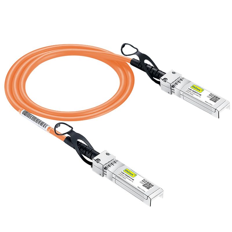 Photo 1 of 10Gtek [Orange Colored 10G SFP+ DAC Cable - Twinax SFP Cable for Cisco SFP-H10GB-CU0.5M, Ubiquiti UniFi, D-Link, Supermicro, Netgear, Mikrotik, Fortinet, 0.5-Meter(1.6ft)