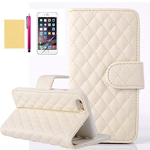 iPhone 5 5S Case, [Sheep Design] Top Grade PU Leather Wallet Case [Cards Slot] Stand Folio Cover High Impact Absorption Shell [Super Fit] Slim Skin for Apple iPhone 5 5S (White)
