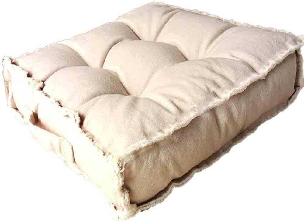 Square Thick Floor Seating Cushions,Solid Thick Tufted Cushion Meditation Pillow for Sitting on Floor, Tatami Pad for Guests or Kids Reading Nook,Yoga Living Room Sofa Balcony Outdoor(Beige): Kitchen & Dining