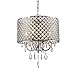 mirrea® Crystal Chandelier Pendant Light, 4 Lights, with Crystal Beaded Drum Shade Chromed Finish