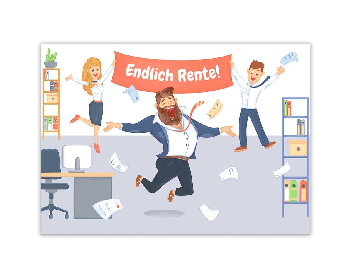 Minkocards Greetings Card Farewell Card Retirement Pension with Envelope in XXL Format A4 Funny Folding Card for Colleagues Father Grandpa Boss Farewell Men