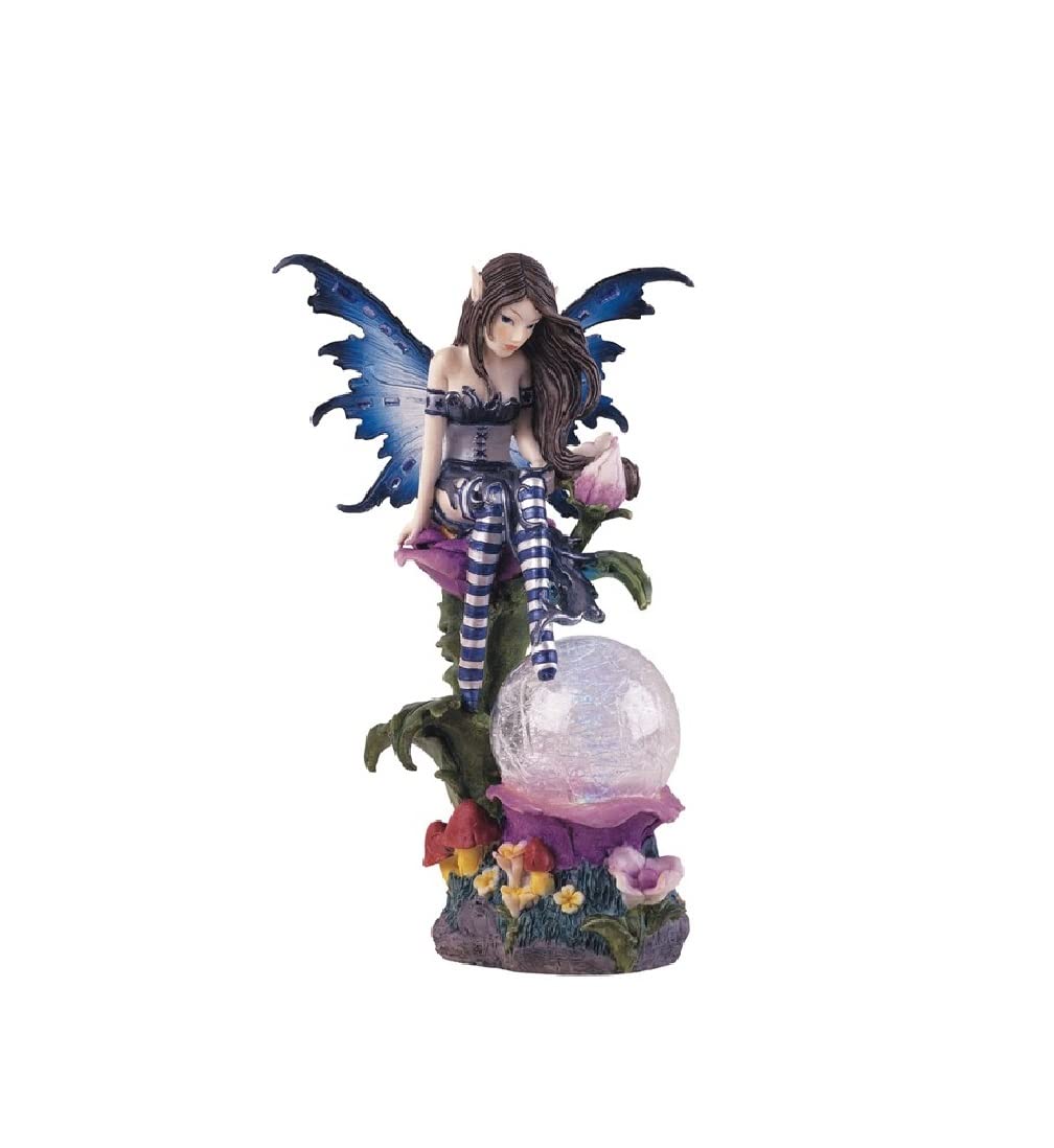 Photo 1 of ** BROKEN WINGS, REPAIRABLE **
ICE ARMOR 7.5" H LED Light Blue Fairy with Clear Wings Statue Fantasy Decoration Figurine