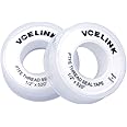 VCELINK PTFE Plumbers Tape 2-Pack, Industrial Water Sealant Thread Tape, 520" Length, 1/2" Width, 3.5 mil Thick, Plumbing Teflon Tape for Shower Head and Pipe Thread, White
