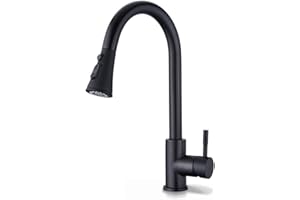 TEKXDD Kitchen Faucet with Pull-Down Sprayer|360° Rotation, 304 Stainless Steel, Suitable for Kitchens, Laundries, etc.Black