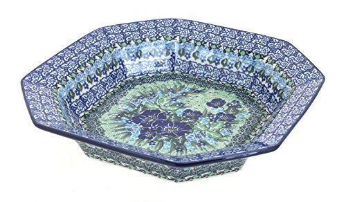 Blue Rose Polish Pottery Sapphire Fields Octagonal Dish