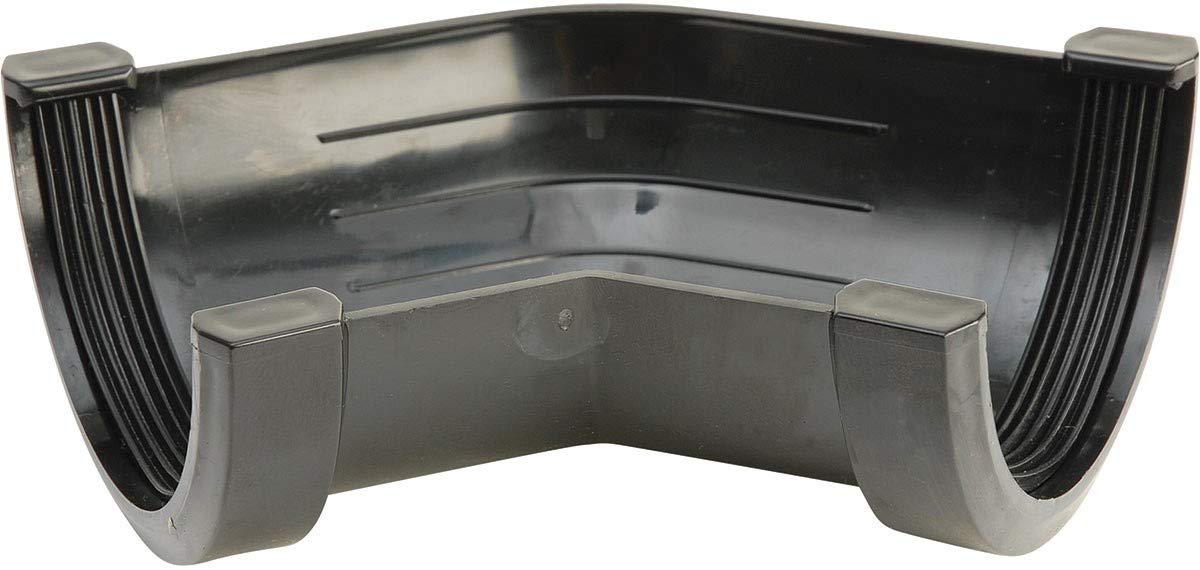 (135 Degree Angle) Individual Components of Hunter Miniline guttering for Sheds, Conservatory, Porch, Garage, Outbuilding Using 76mm Guttering and 50mm Downpipe Systems. Full Range of Items in Black.